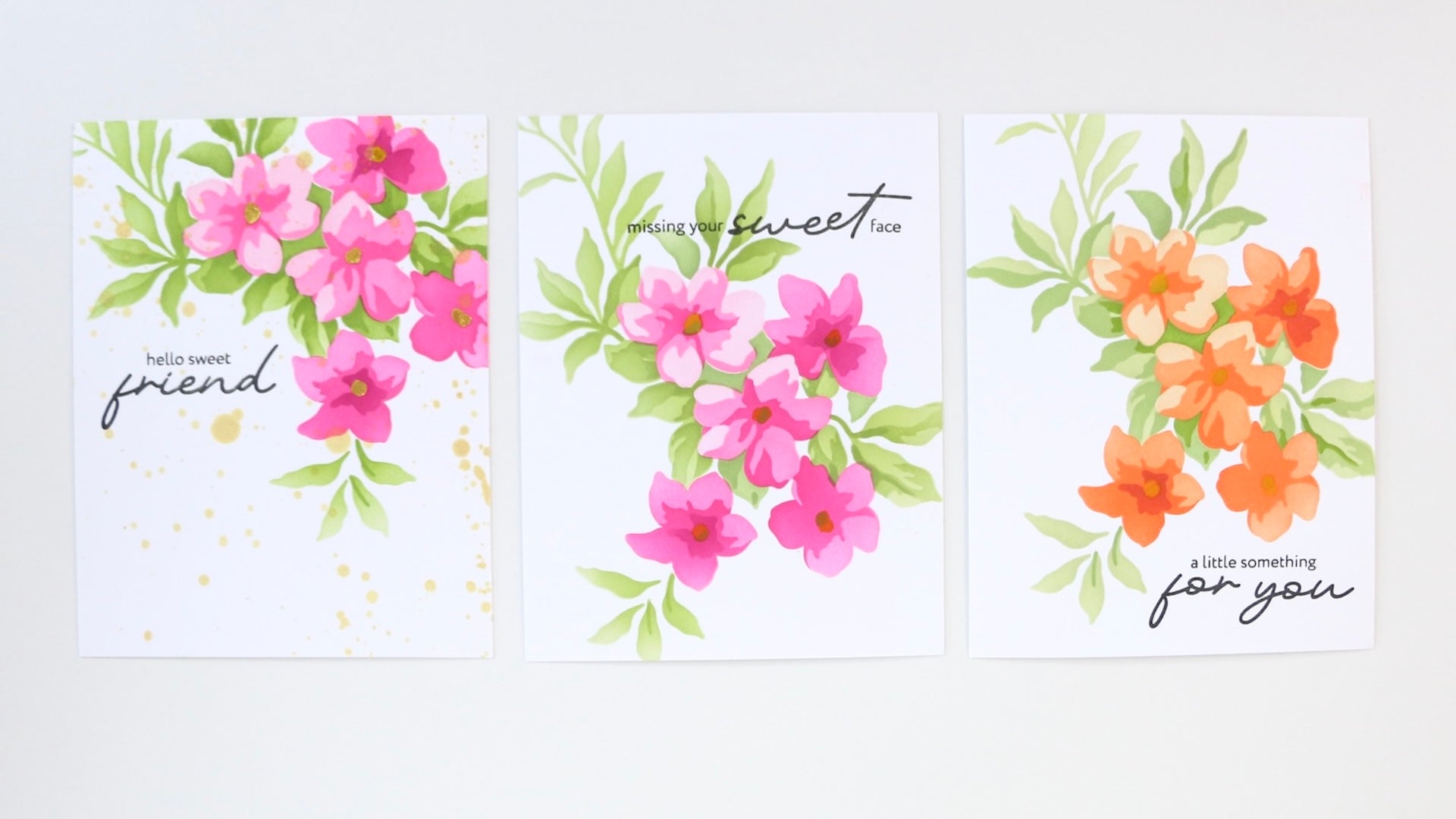 The photo shows three of the six cards featured in this blog post.