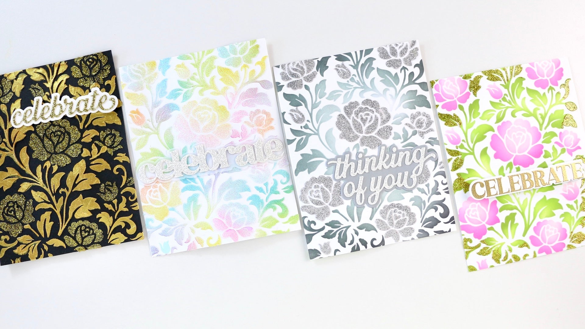 The photo shows all four of the cards featured in this blog post