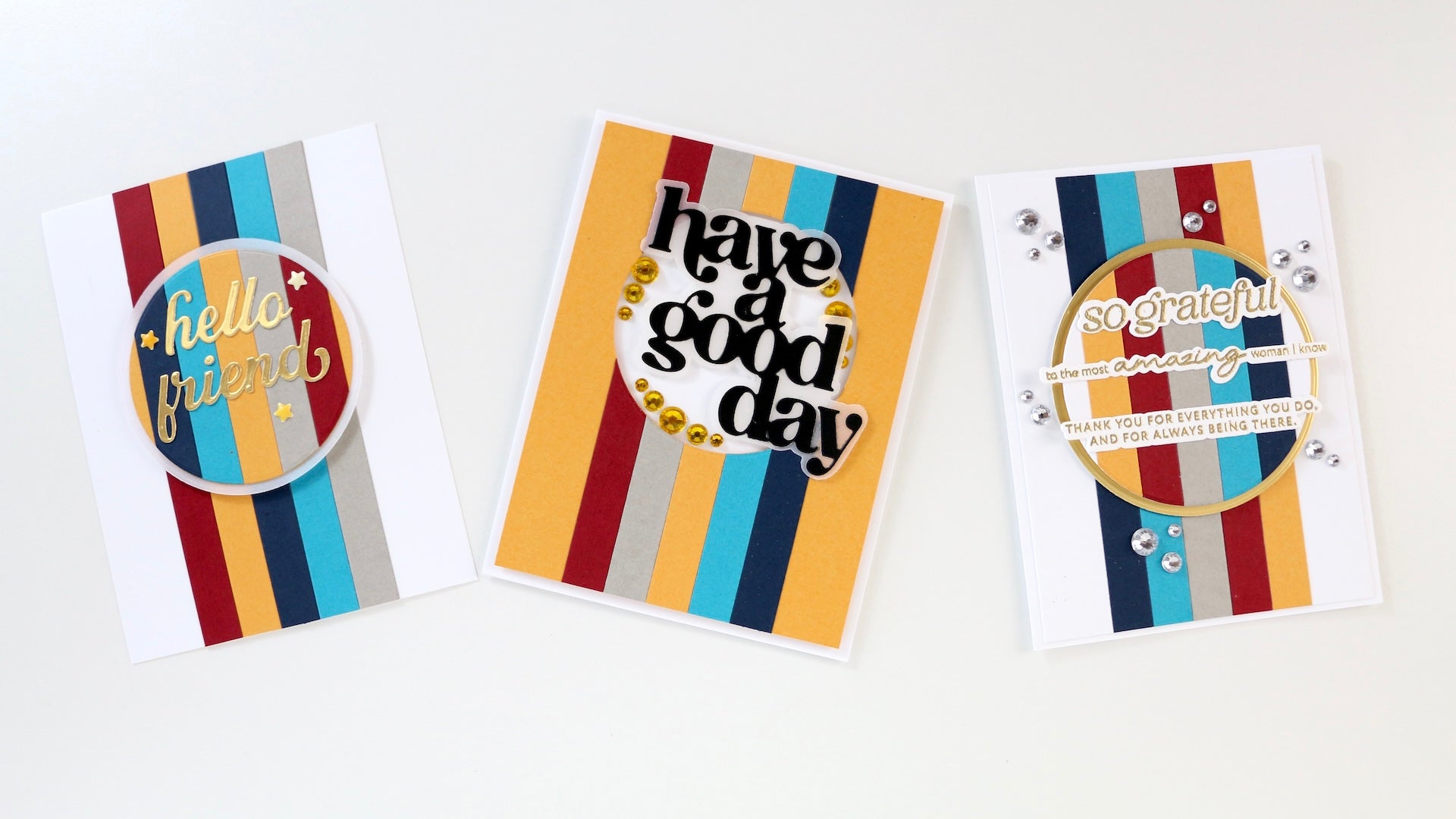 The photo shows three of the cards made for today's blog post
