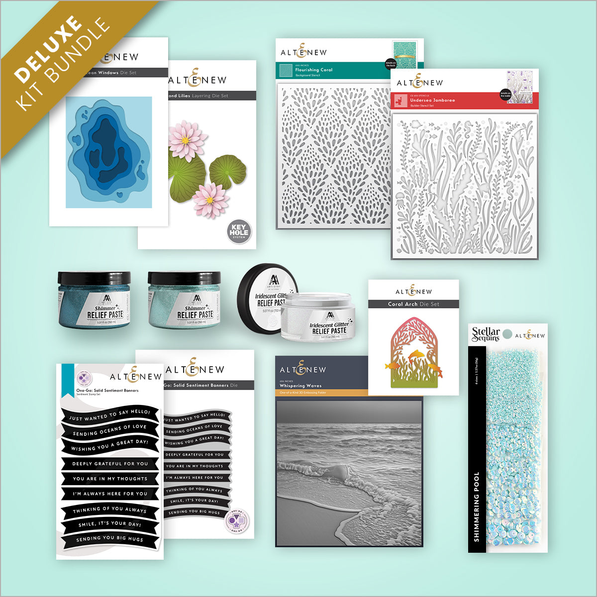 Altenew Minimalist Magic workshop deluxe kit label featuring clean and simple design for creative crafting projects.