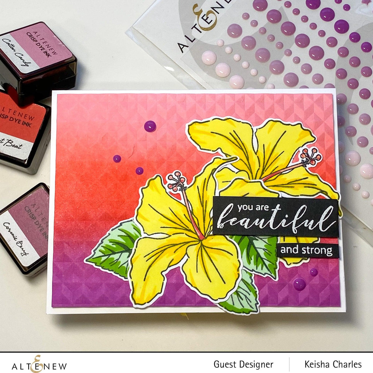 On-demand Altenew class showing techniques to add interest to stamped images using stencils for creative card making.