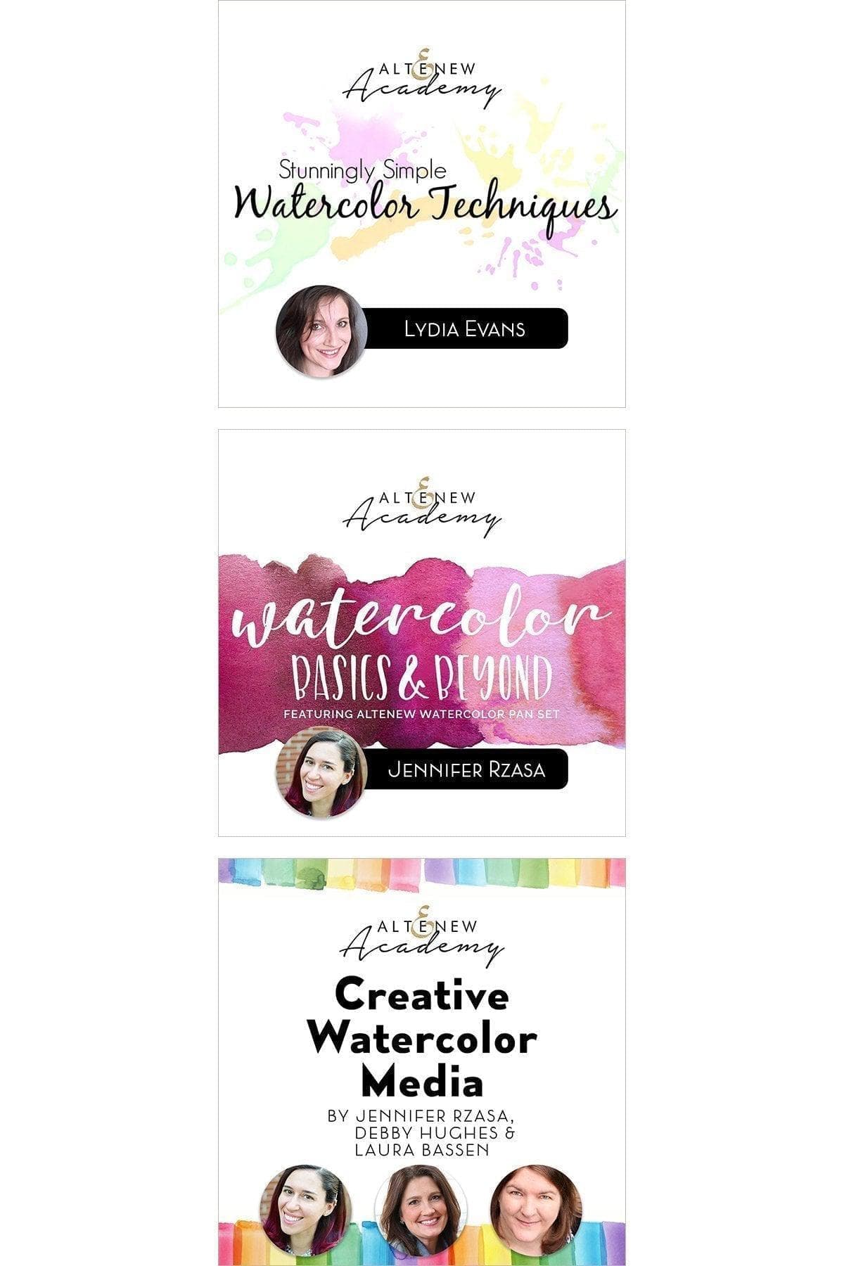 Altenew Wonderful Watercoloring Class Bundle on demand online cardmaking course with watercolor techniques and supplies.