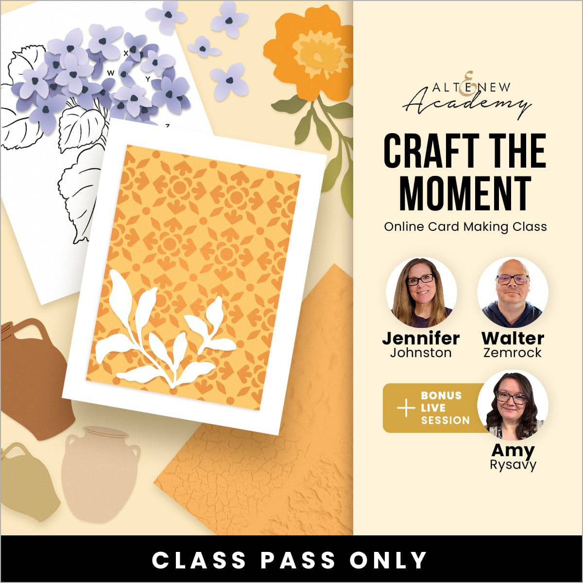 Altenew Craft the Moment workshop class, featuring crafting supplies and materials for creative projects.