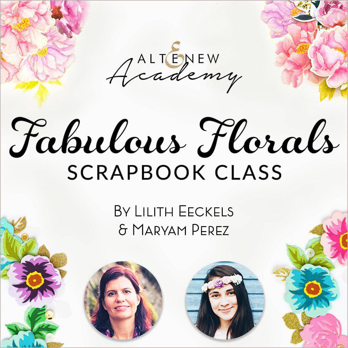 Online scrapbook cardmaking class by Altenew featuring beautiful floral designs for creative crafting projects.