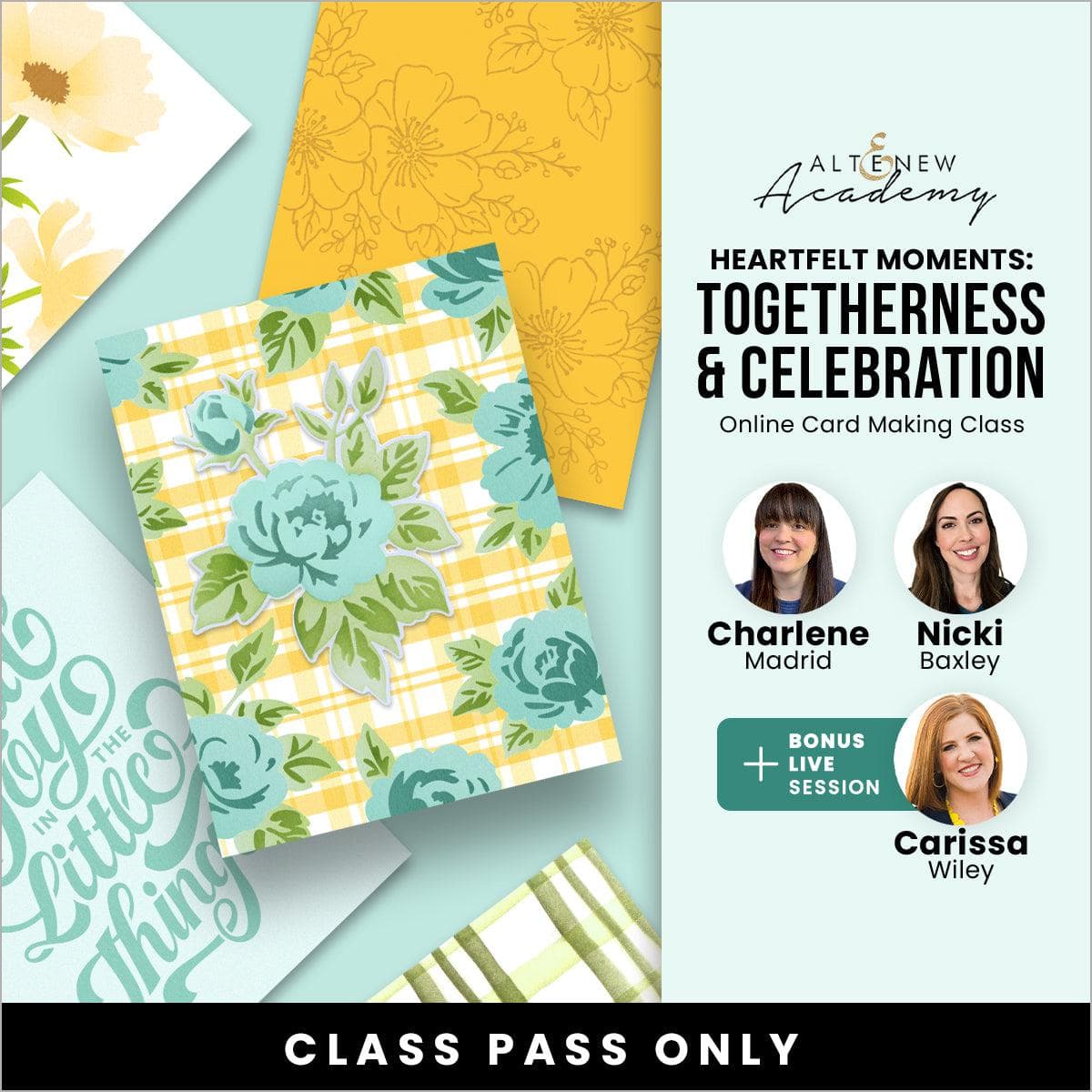 Workshop class on togetherness and celebration by Altenew, featuring materials and participants engaging in heartfelt crafting activities.