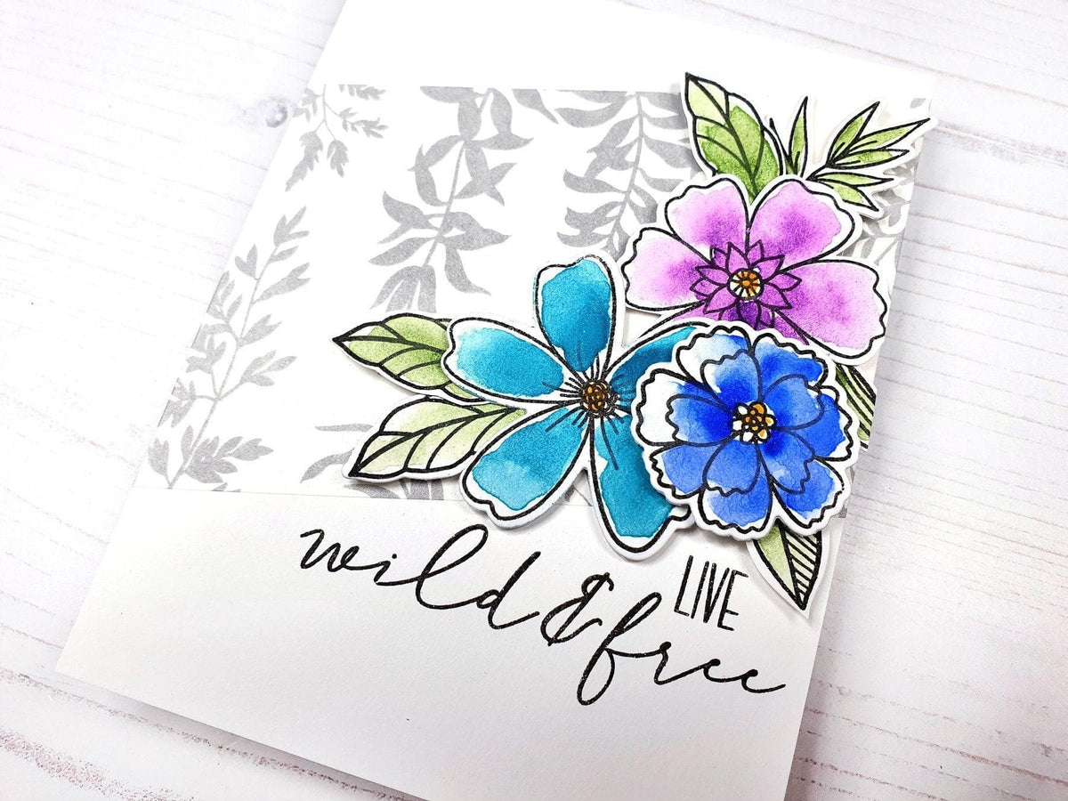 On-demand Altenew watercolor smooshed background class showing vibrant, blended watercolor backgrounds on a palette and paper.