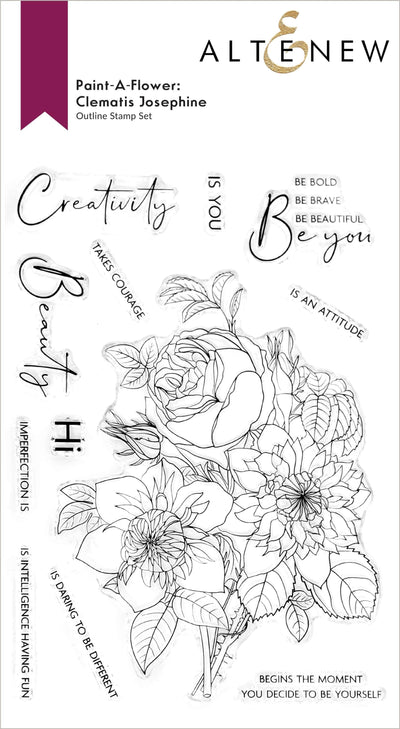 Photocentric Clear Stamps Paint-A-Flower: Clematis Josephine Outline Stamp Set