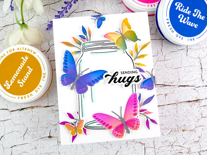 handmade card with butterflies