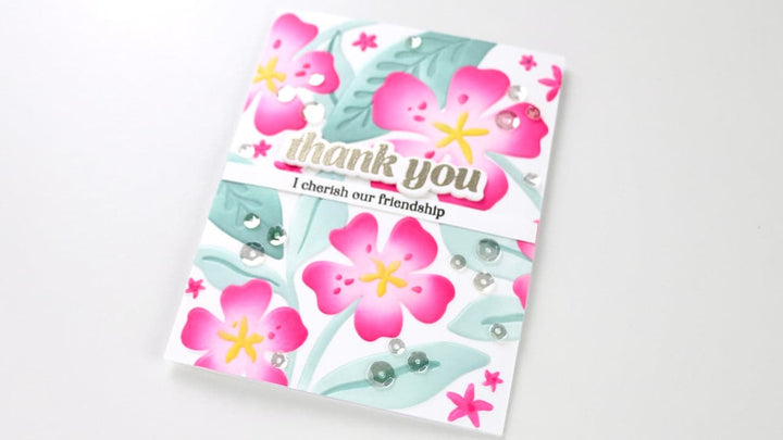The photo shows one of the cards made with the 3D Embossing Folder Joyful Gardens.