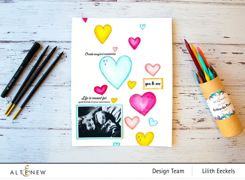 Create Easy Colorful Watercolored Hearts with Altenew Watercolor Pencils