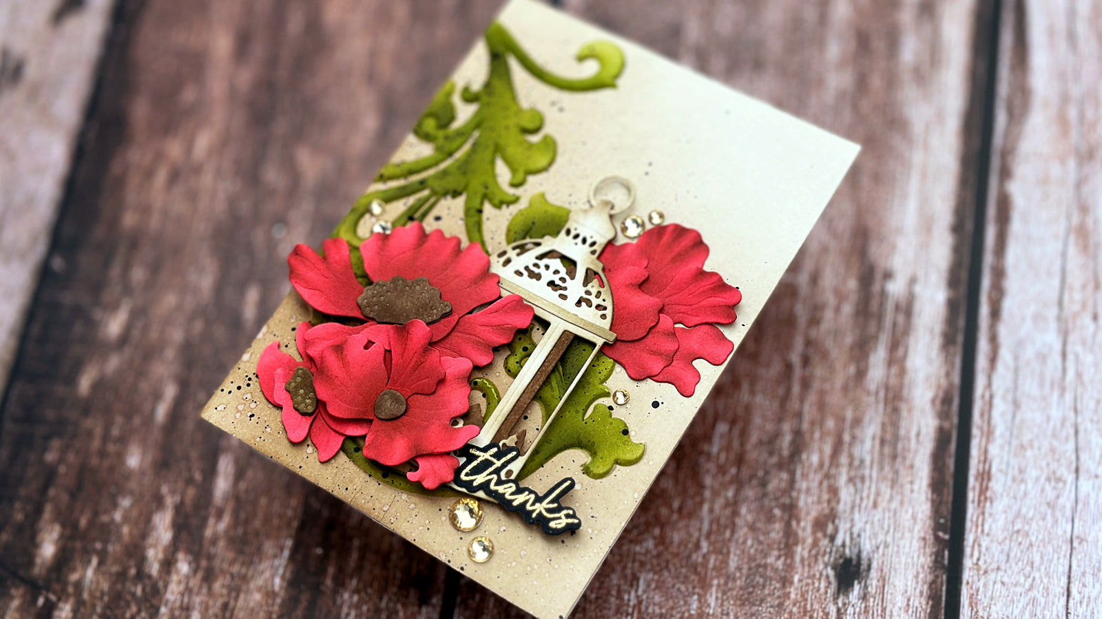 Layered poppy card with embossed texture
