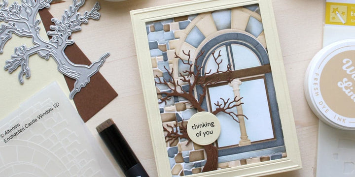 Enchanted Castle Window 3D Embossing Folder and Simple Coloring Stencil Set