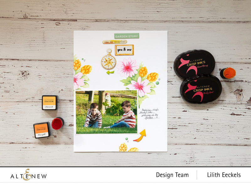 Easy Scrapbook Layout with Flower Bunch Coloring Stencil (Video)