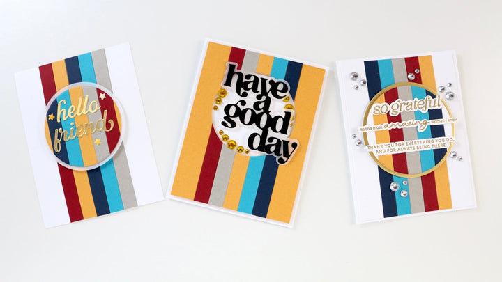 The photo shows three of the cards made for today's blog post 