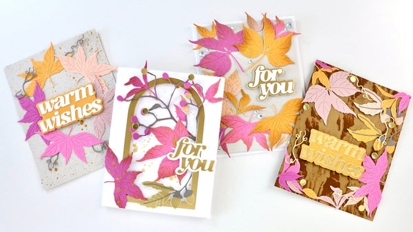 THe photo shows all four cards made in this blog post 
