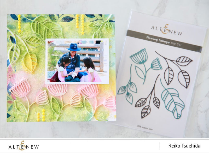 Flowers and Nature Theme Scrapbook Layout feat. Flowing Foliage Die Set