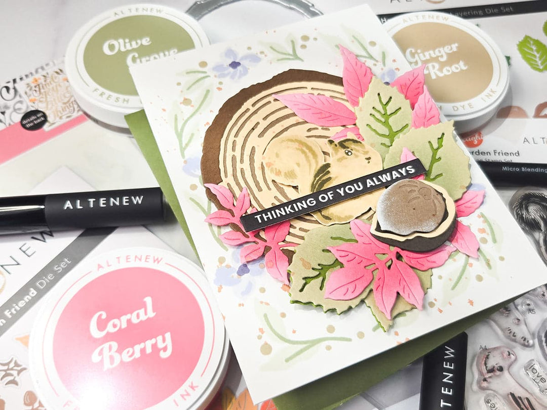 vibrant peony card with Altenew