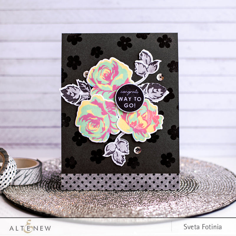Pop art flowers on a black