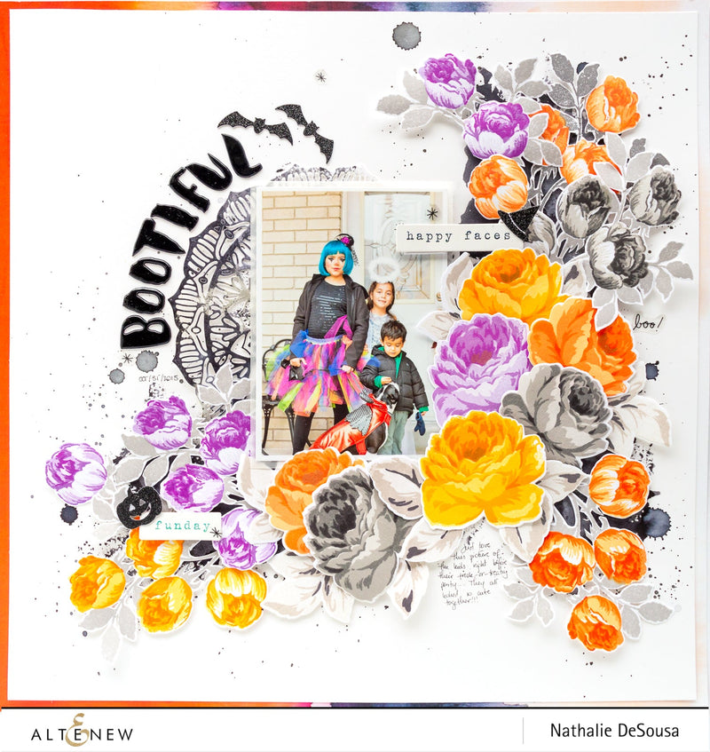 Halloween Layout with Antique Roses and Sweet Rose Bouquet