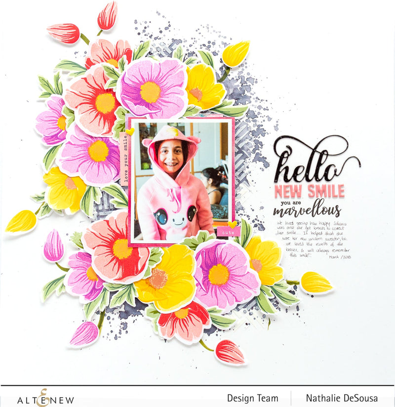 Contrasting Colors in a Scrapbook Layout featuring Build-A-Flower: Hellebore