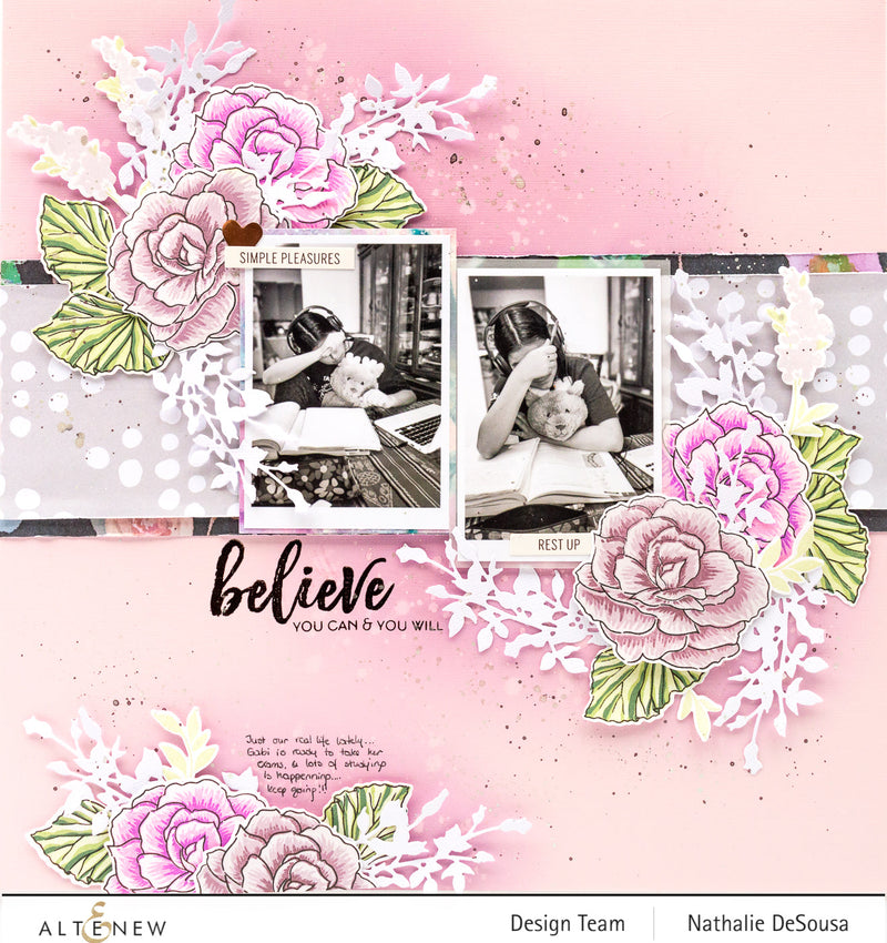 Soft and Delicate Scrapbook Layout feat. Build-A-Flower: Begonia Set