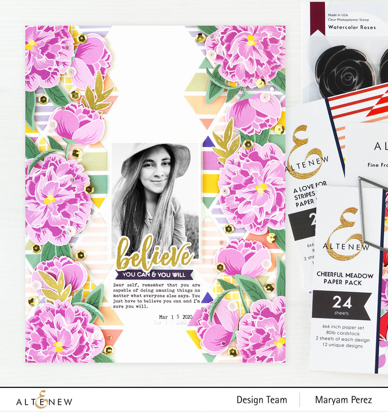 Easy Floral Layout Using 6x6 Patterned Paper Pads