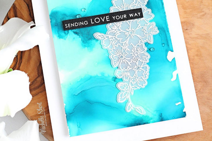 Handmade card with alcohol ink art background