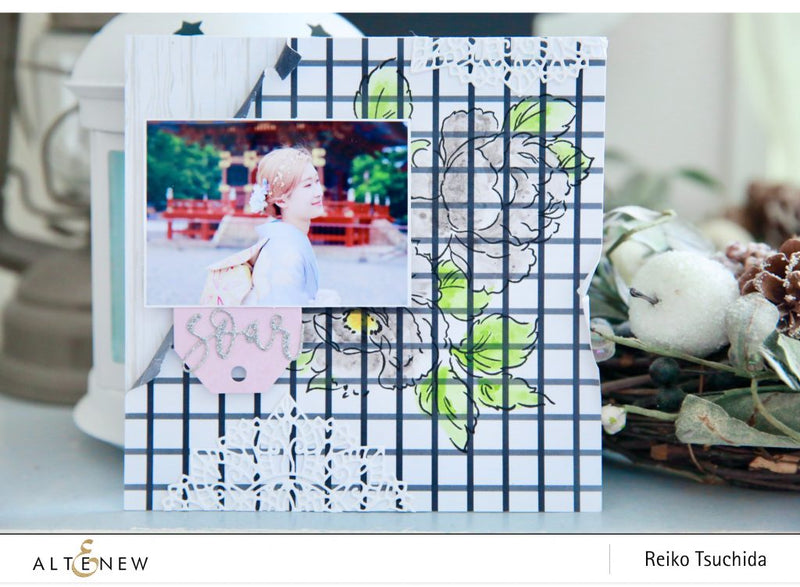 How to Create a 6x6 Mini Scrapbook Layout with Floral Outline Stamps