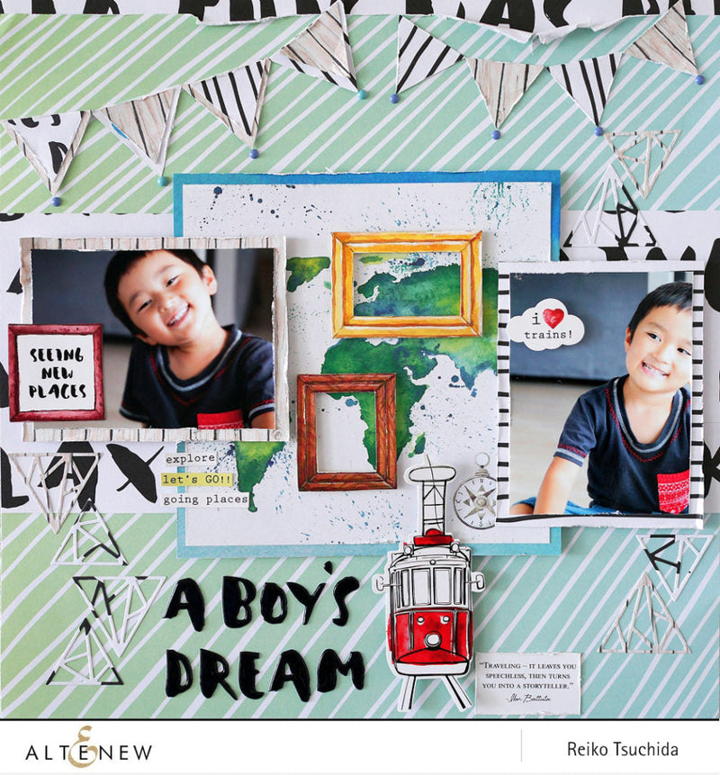 'A Boy's Dream' Layout with Shattered Triangle Die Set