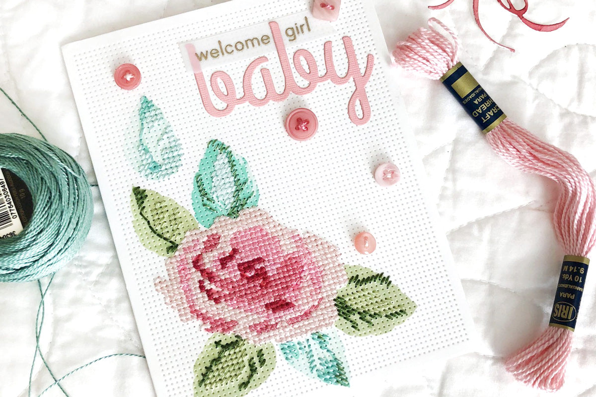 Embroidered Flowers on Cardstock Made Into Greeting Cards