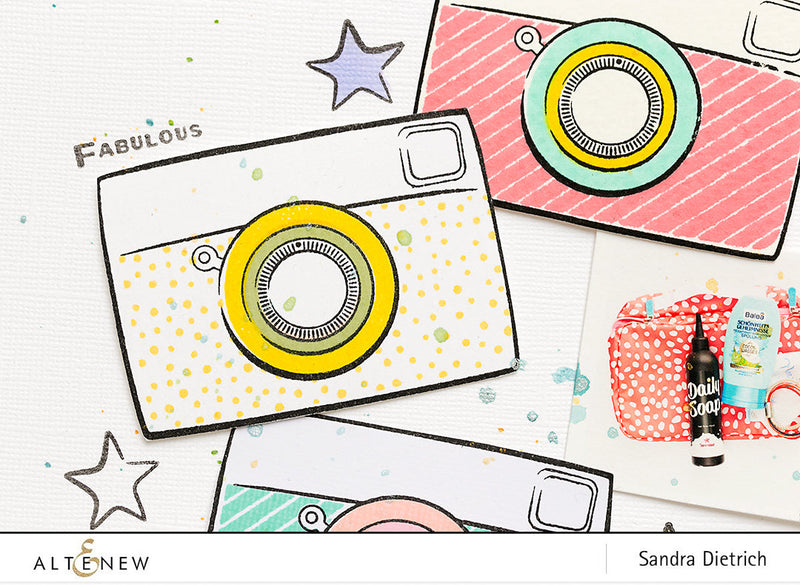 Stamped Cameras on a Scrapbook Layout