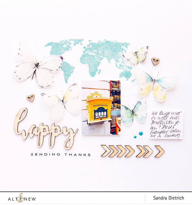 Scrapbook Layout with World Map Stamp Set