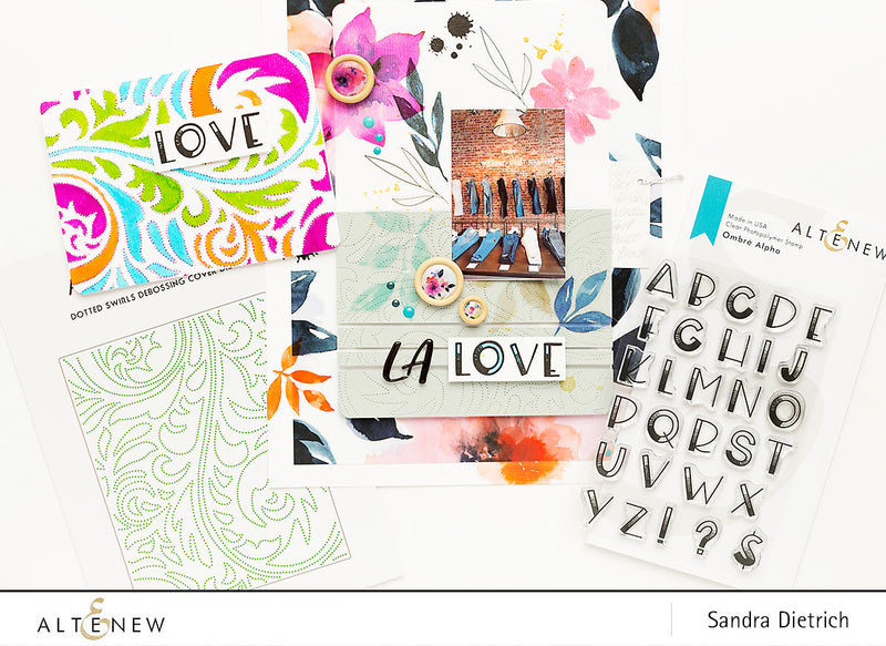 Ombré Alpha Stamp Set on a Scrapbook Page