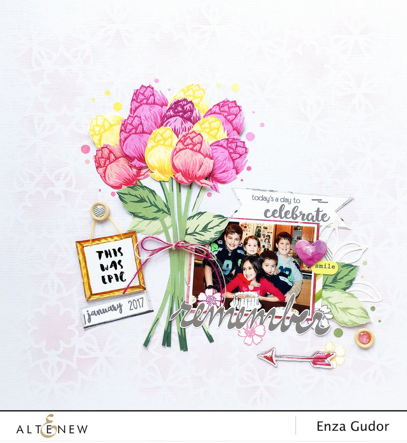 Birthday Layout With A Mix Of Stamp Sets.