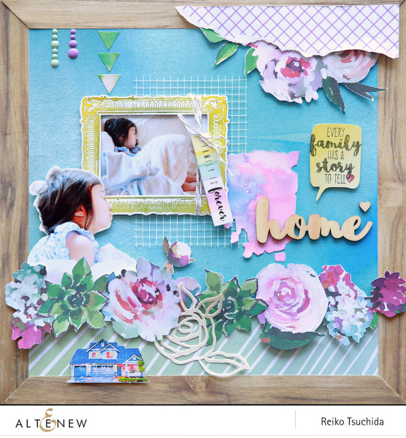 New Scrapbooking "Our Family" Collection  Layout with a Wood Looking Frame