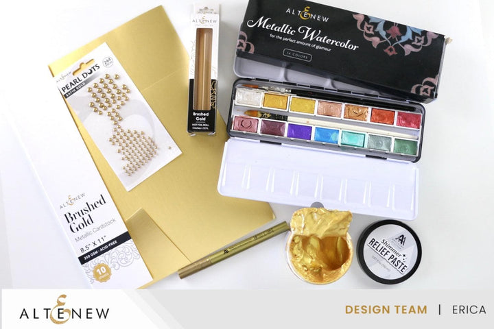 The featured photo shows six different shimmer elements used for the four finished cards in the post. 