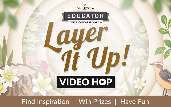 Altenew Educators Video Hop - Layered woodland die cut card with arches