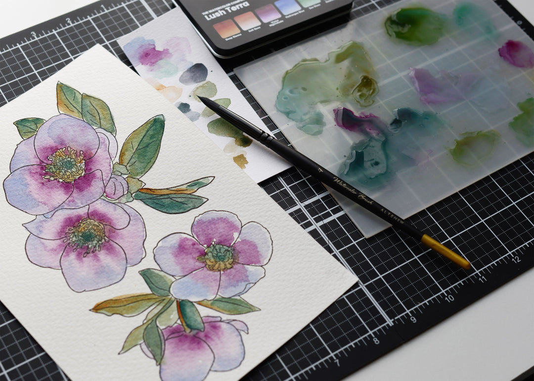 Simple Watercolor Card Using Watercolor Compact - Lush Terra