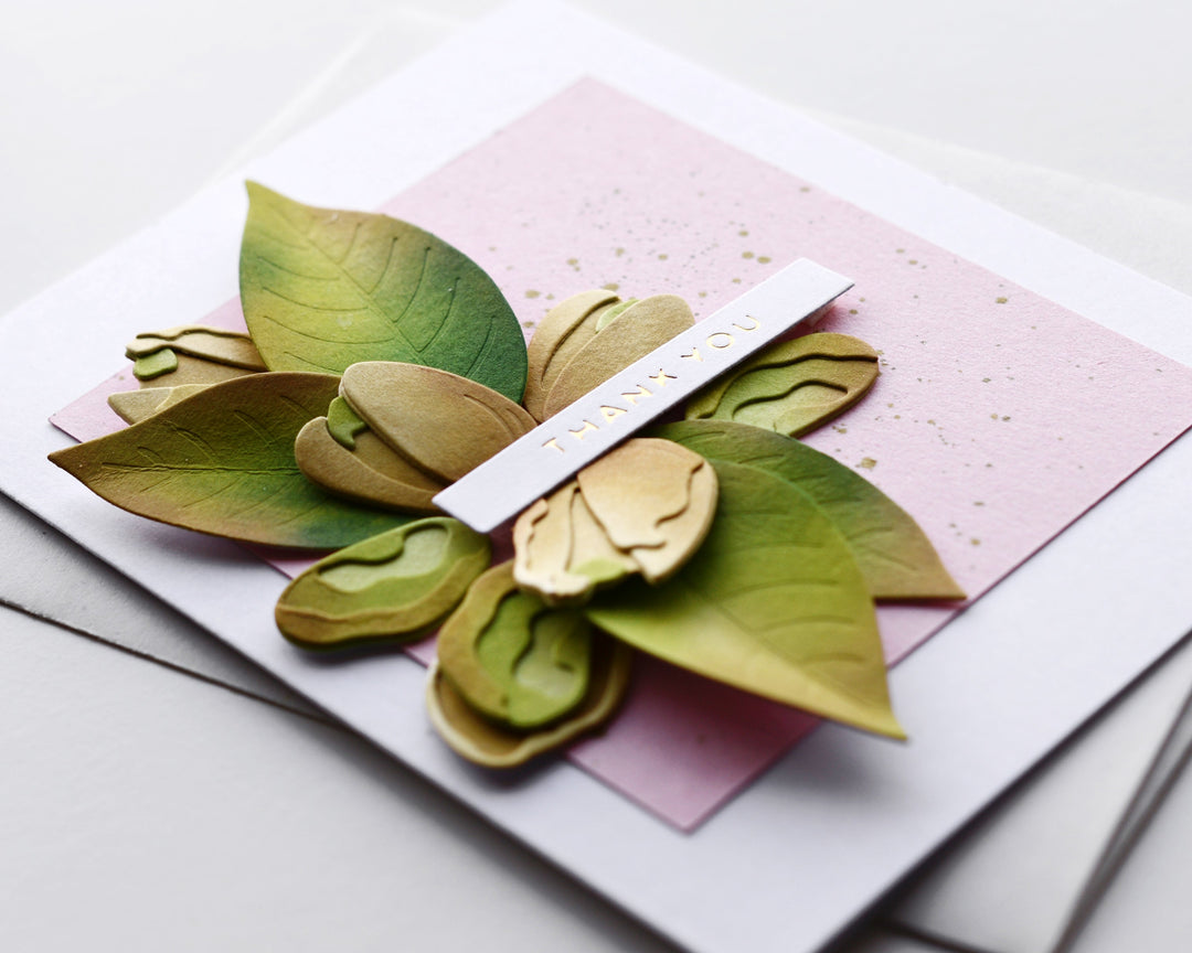 Dimensional thank you card made with Pistachios Layering Die Set