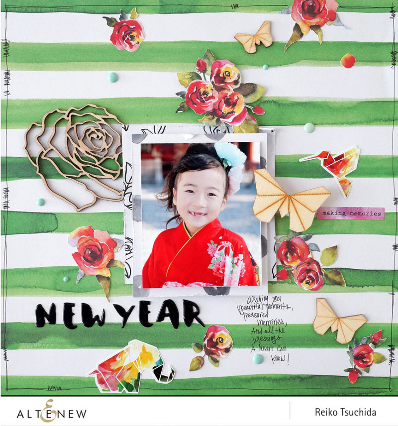 A New Year Layout with Ori-Kami Wood Veneer from Reflection Collection