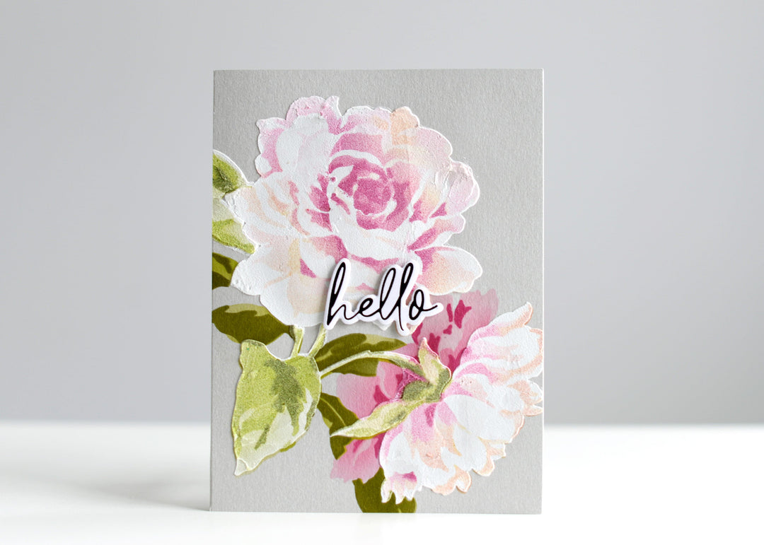 Mixed Media Floral Card with Stencil Art: Majestic Roses Layering Stencil Set