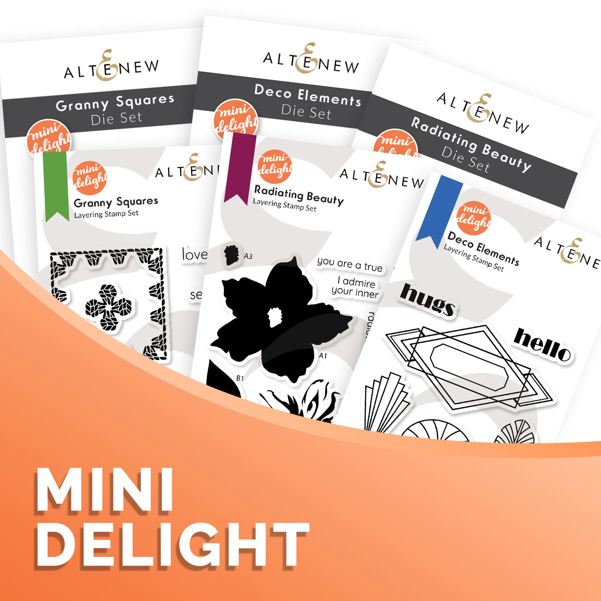 Altenew - Mini Delight Vinyl Style Clear Stamps & Die bundle