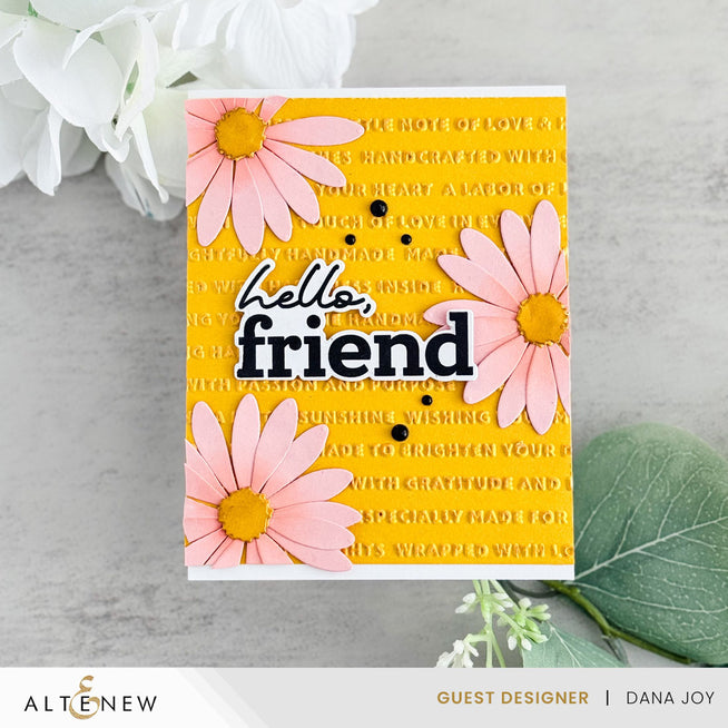 Altenew Handmade Happiness 3D embossing folder with floral design for paper crafting and card making projects.