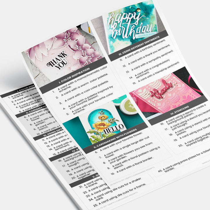 100 Creative Prompts for Cardmaking (Printable Sheets) - Altenew
