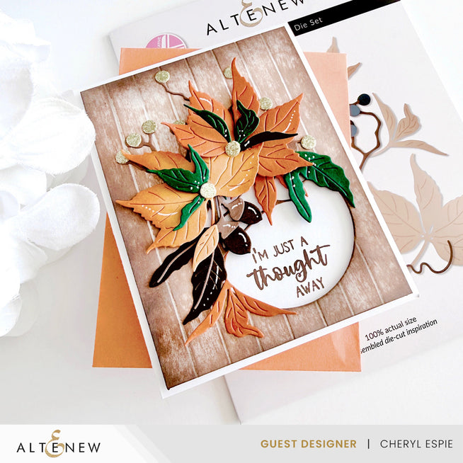 Altenew Creative Cuts Fall Pickings layering die set with autumn leaf and fruit designs on white background