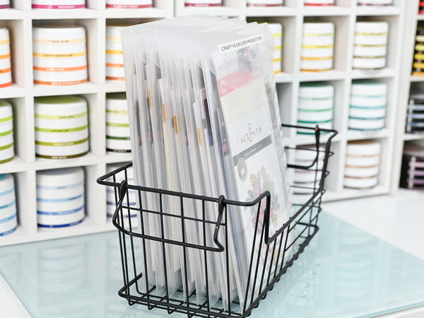 Add a label and store vertically in a bin.