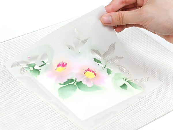 Gently peel the stencil off and clean with wipes or wash with lukewarm water and mild soap.