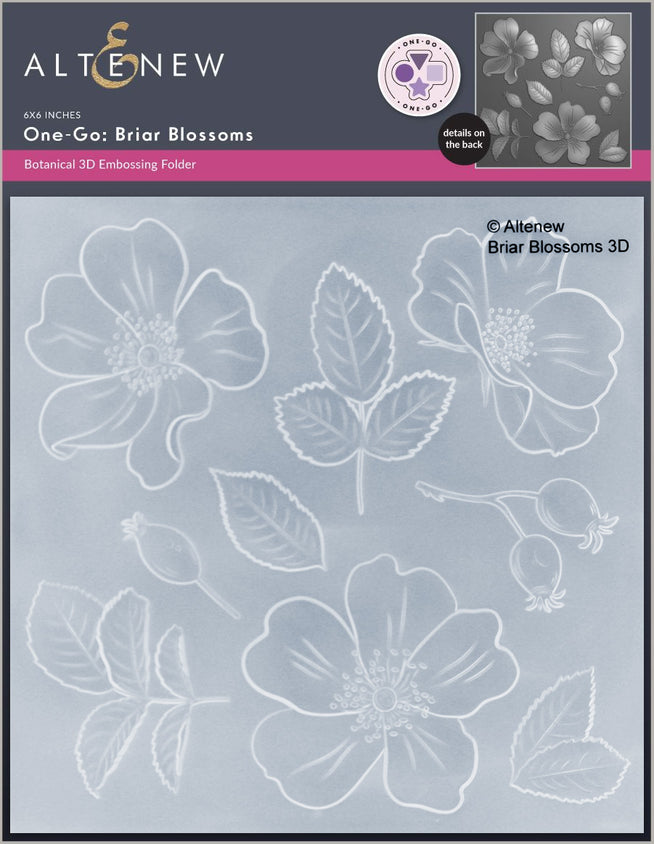 Altenew One-Go Briar Blossoms 3D embossing folder with floral design for paper crafting and card making.