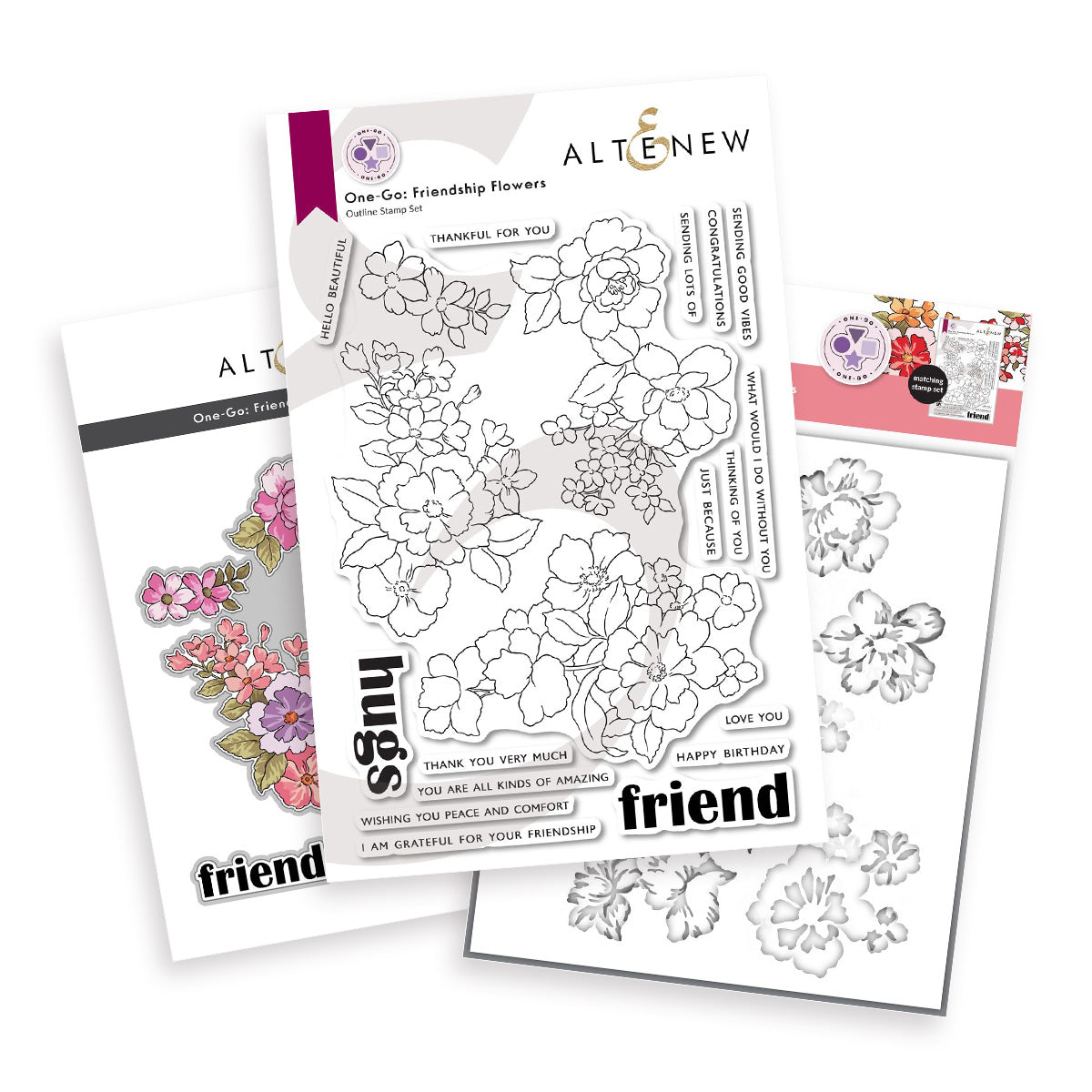 One-Go: Friendship Flowers Stamp & Die & Stencil Bundle | Altenew