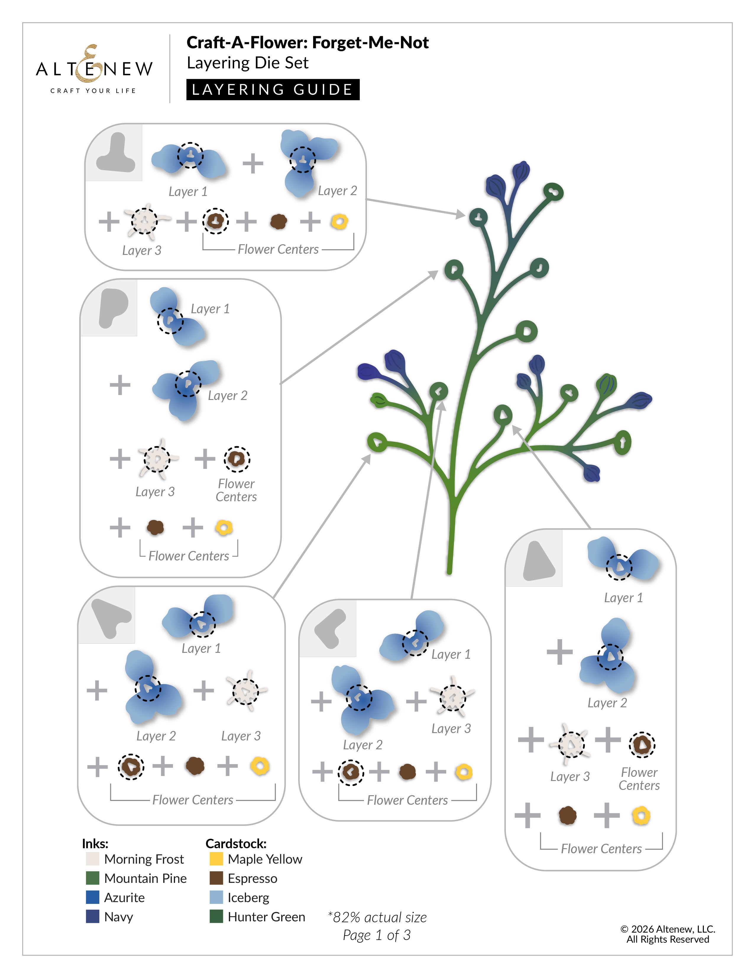 flower 三点まとめ Craft-A-Flower: Forget-Me-Not Layering Die Set | Altenew